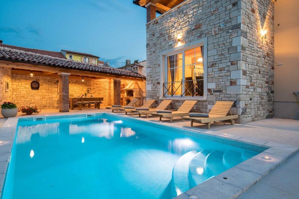 Moderne Istrische Steinvilla - 4 Sterne Mit Privatem, Beheizbaren Pool & Meerblick Kavran Экстерьер фото