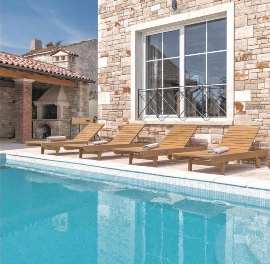 Moderne Istrische Steinvilla - 4 Sterne Mit Privatem, Beheizbaren Pool & Meerblick Kavran Экстерьер фото
